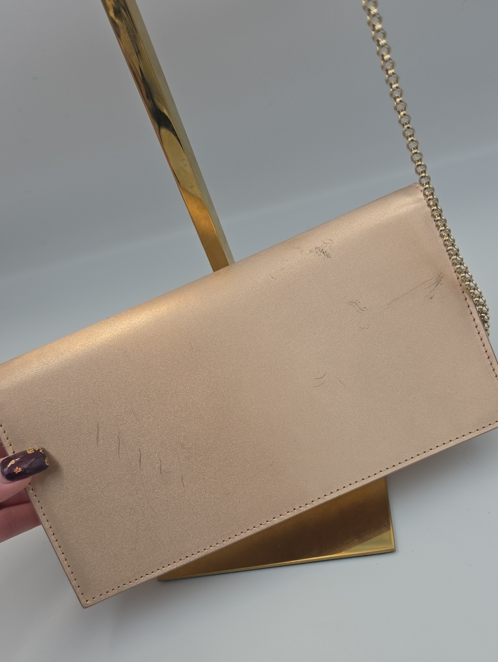 Christian Louboutin Loubi54 Gold Satin/Leather Small Crossbody (VERY GOOD)COA✨️ - Picture 13 of 16